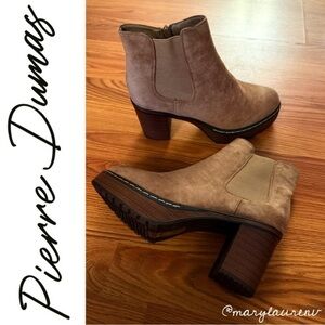 Pierre Dumas Tan Heeled Boots with Suede Finish -Sz 10-
